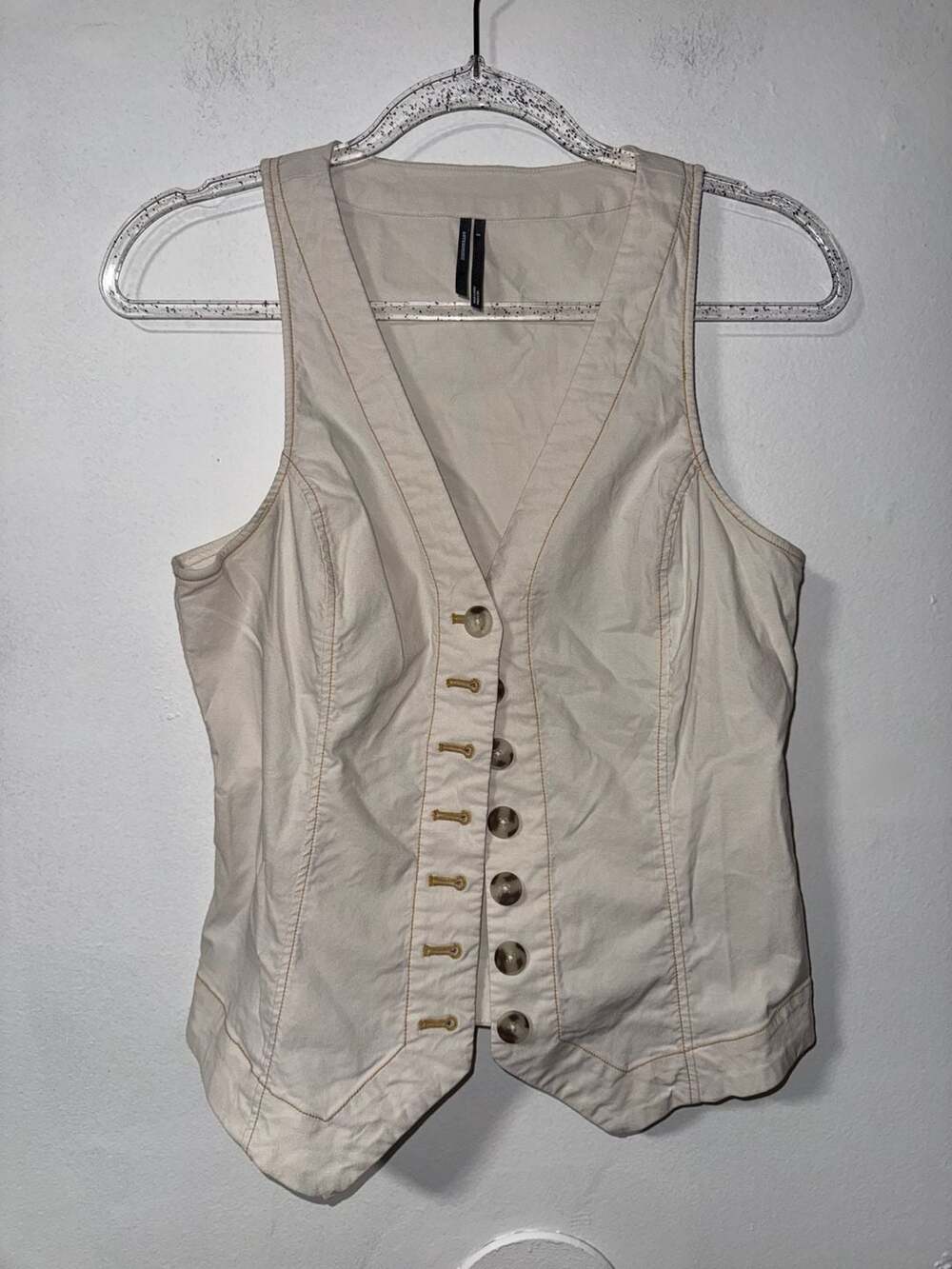 Anthropologie Button-Front Vest Size S Cream